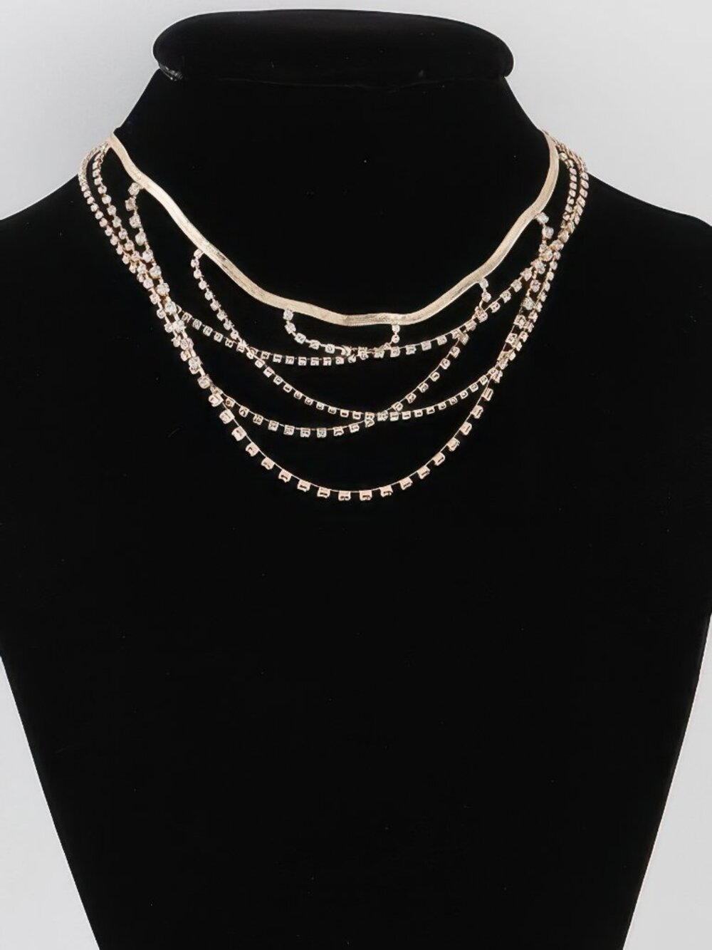 Multi Crystal Laced Strand Necklace
